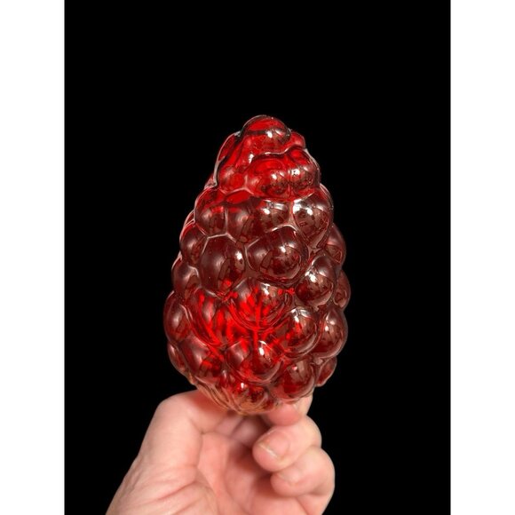 Blown Glass Red Grapes Embossed Large 3 Piece Christmas Ornament Vtg Dillards - Picture 4 of 8